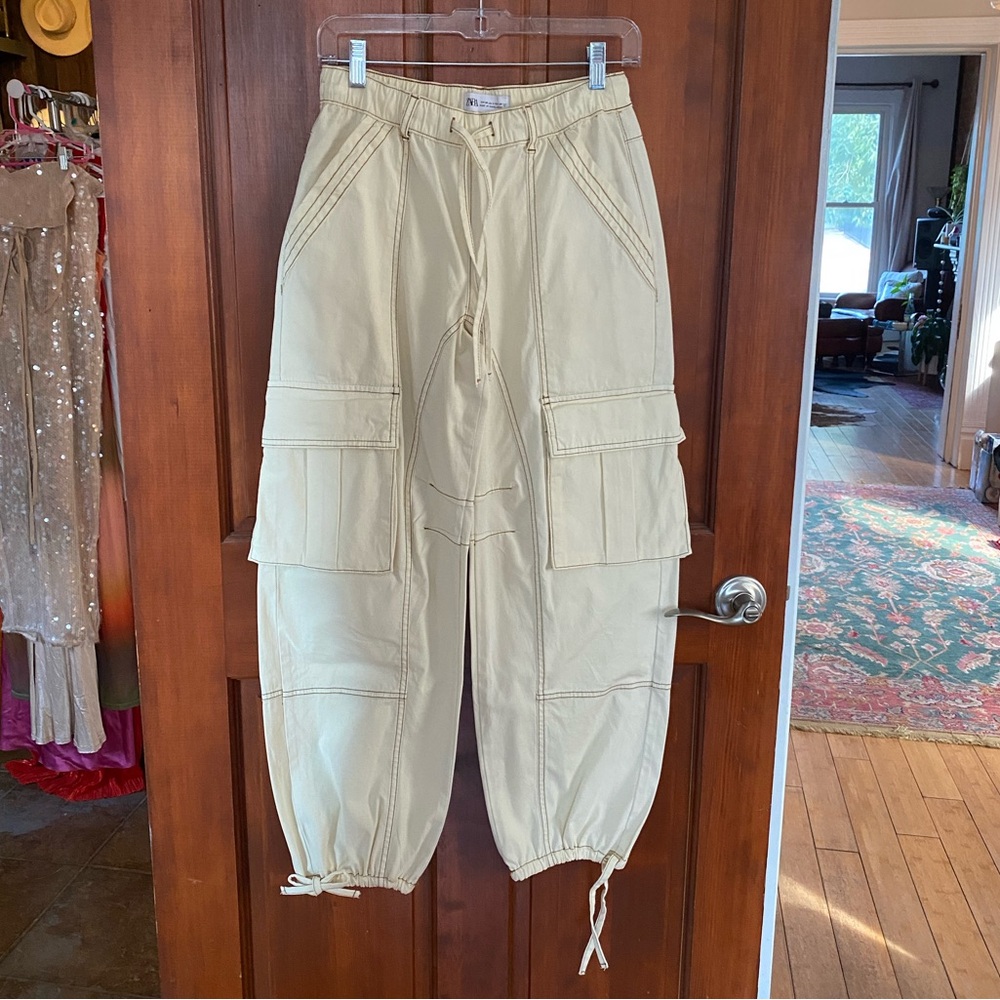 Zara cream cargo pants